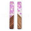 Transparent Resin & Walnut Wood Big Pendants RESI-N039-58C-3