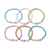 6Pcs 6 Colors Flower Acrylic Stretch Bracelets BJEW-JB10235-02-1