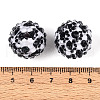 Cow Stripe Print Pattern Resin Rhinestone Round Beads OACR-N145-01-3