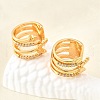 Brass Micro Pave Clear Cubic Zirconia Cuff Earrings EJEW-F370-34G-1