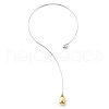 304 Stainless Steel Teardrop Pendant Open Cuff Necklaces for Women NJEW-R003-02GP-01-3