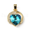 Real 18K Gold Plated Rack Plating Brass Micro Pave Clear Cubic Zirconia Pendants KK-C015-20G-2