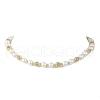 Brass Hollow Round & Glass Pearl Beaded Necklaces for Women Men NJEW-JN05293-2