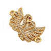 Rack Plating Brass Micro Pave Cubic Zirconia Couple Swan Connector Charms KK-Z070-13G-2