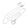 Hollow Heart 304 Stainless Steel Pendant Necklaces NJEW-M096-13P-2