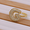 Brass Micro Pave Clear Cubic Zirconia Initial Cuff Rings FS-WGB210B-08-1