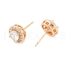 Rack Plating Flat Round Brass Clear Cubic Zirconia Stud Earrings EJEW-M090-19G-03-2