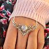 Hollow Triangle Alloy & White Synthetic Opal Pendant Necklaces for Women FS-WG91181-01-1