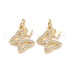 Brass Micro Pave Clear Cubic Zirconia Charms ZIRC-F134-15G-2