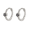 Vintage Elegant 925 Silver Cubic Zirconia Hoop Earrings AU2910-4-1