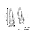 Elegant U-shaped Brass Clear Cubic Zirconia Hoop Earrings VN7337-2-3