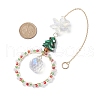 Christmas Wire Wrapped Glass Beads Ring Hanging Ornaments HJEW-TA00202-3