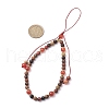 Dyed Natural Banded Agate & Wood Round Beaded Phone Hand Strap Chains HJEW-JM03365-02-3
