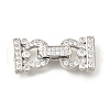 Arch Brass Micro Pave Clear Cubic Zirconia Fold Over Clasps KK-V008-22P-1