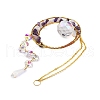 Wire Wrapped Natural Amethyst & Rose Quartz Chips & Metal Ring Hanging Ornaments AJEW-H154-05-3
