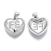 Brass Micro Pave Clear Cubic Zirconia Pendants ZIRC-N039-040B-NF-2