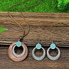 Bohemian Alloy & Wood Pendant Necklaces & Dangle Earrings Sets WG8FC17-03-2