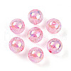 UV Plating Transparent Rainbow Iridescent Acrylic Beads TACR-D010-07E-1