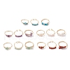 3Pcs Natural Mixed Stone Bead Finger Ring RJEW-JR00855-2