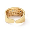 Colorful Cubic Zirconia Rectangle Open Cuff Ring RJEW-C002-03G-3