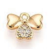 Brass Micro Pave Clear Cubic Zirconia Pendants KK-T075-23G-1