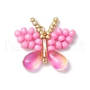 Handmade Glass Seed Beaded Butterfly Pendants PALLOY-MZ00685-2