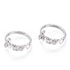 Non-Tarnish 304 Stainless Steel Heart with Word Forever Adjustable Ring RJEW-T027-05P-2
