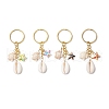 Synthetic Turquoise with Natural Mixed Cowrie Shell Keychain KEYC-JKC01266-2
