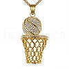Basketball & Net Frame Zinc Alloy Crystal Rhinestone Pendant Necklaces FS-WGB623B-01-2