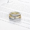 Stainless Steel Micro Pave Clear Cubic Zirconia Stackable Finger Rings WGD96BD-03-1