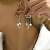 Stainless Steel Star with Moon Tassel Hoop Earrings CV1513-2-1