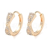 Brass Micro Pave Clear Cubic Zirconia Hoop Earrings EJEW-S234-03G-1