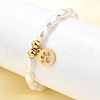 304 Stainless Steel Flat Round with Paw Print Charm Bracelets for Women BJEW-C098-11G-1