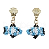 Glass Seed Bead Dangle Stud Earrings EJEW-MZ00283-01-1