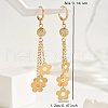 Brass Flower Tassel Hoop Earrings VN3378-3