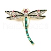 Golden Plated Alloy Colorful Rhinestone Insect Brooches JEWB-L017-07G-01-1