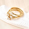 3Pcs 304 Stainless Steel Micro Pave Cubic Zirconia Ring Sets RJEW-S625-02G-5