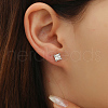 Elegant Square Sterling Silver Cubic Zirconia Stud Earrings VR4295-4