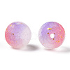 Frosted Baking Painted Crackle Glass Beads with Glitter Powder X1-DGLA-T004-01D-2