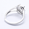 Rhodium Plated 925 Sterling Silver Finger Ring Components STER-G027-13P-3