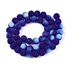 Frosted Transparent Glass Beads Strands GLAA-T032-T8mm-MBB15-2