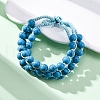 Synthetic Turquoise Round Beaded Multi-strand Bracelets for Men Women BJEW-G743-02F-2