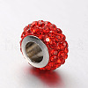 Rondelle 304 Stainless Steel Polymer Clay Rhinestone European Beads CPDL-N001-01-3