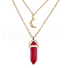 Dyed Natural Jasper Cone Pendant Double Layer Necklace UX9990-15-1