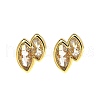 Double Horse Eye Brass Micro Pave Clear Cubic Zirconin Stud Earrings EJEW-D318-06G-4