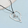 Birth Flower Heart Zinc Alloy Pendant Black Faux Suede Cord Necklaces for Women FS-WGA5BEC-11-1