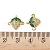 Brass Pave Green & Clear Cubic Zirconia Fruit Connector Charms KK-Z109-01G-03-3