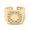 Square Clear Cubic Zirconia Open Cuff Ring RJEW-L121-037G-2