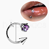 Claw Cone 304 Stainless Steel Cubic Zirconia Hoop Lip Rings FS-WG1AB27-08-1
