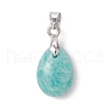 4Pcs 4 Styles Natural Labradorite & Amazonite & Rose Quartz & Amethyst Teardrop Charms PALLOY-JF03589-3